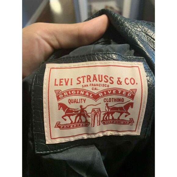 Levi Strauss & Co Green Leather Fall Moto Jacket, size S - Picture 4 of 6